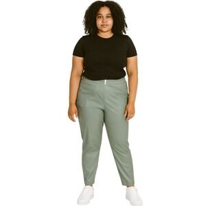 NEW Fabletics Vegan Leather Jogger Pants NWT Elastic Waist Sage Green XL‎ Y2K
